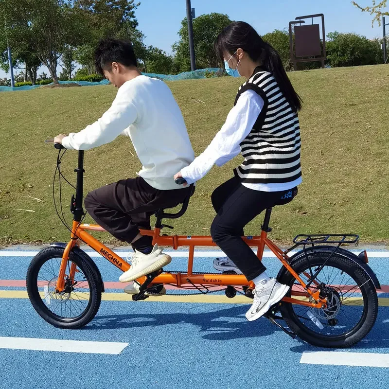 20-дюймовый Модный складной велосипед для 3 человек, Обзорный велосипед прямого производства, двухместный велосипед для взрослых-тандем