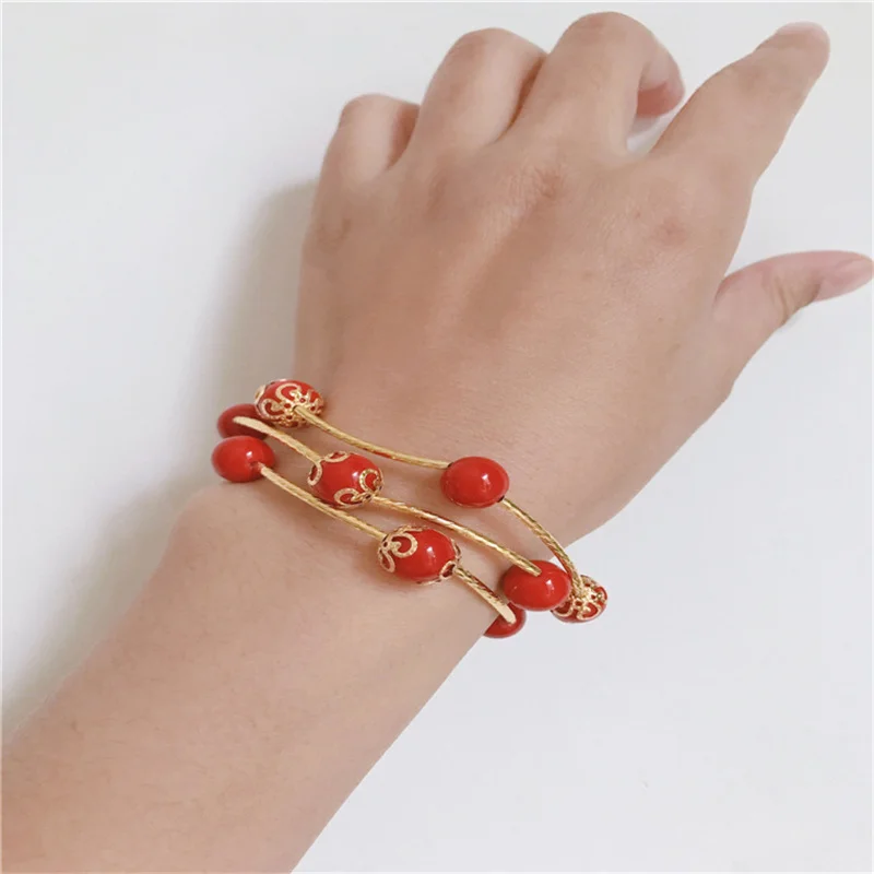 Модный и изысканный браслет из красной имитационной Груши из бисера для женщин, элегантные и милые украшения для банкетов в придворном стиле, повседневные украшения