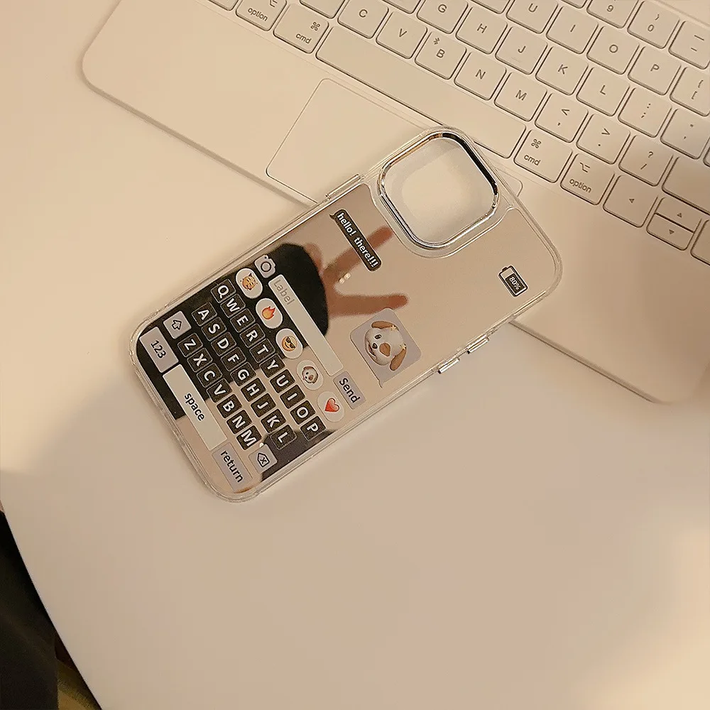 Клавиатура с зеркальным лицом, собачий чехол для телефона для iPhone 15 14 13 12 11 Pro Max Plus