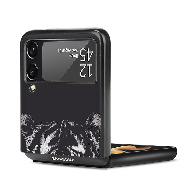Жесткий чехол для телефона ZFlip5 5G с защитой от падения для Samsung Galaxy Z Flip 5 4 3 с рисунком тигра, чехол-накладка Fundas Coque Capa