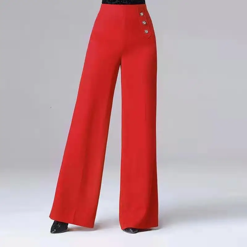 Женщины 2023, Весенне-летние модные брюки для латиноамериканских танцев, женские широкие брюки для современных танцев, Женские однотонные свободные брюки U17