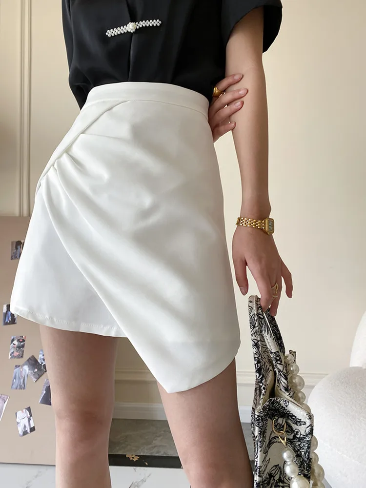 UHYTGF Шифоновая короткая юбка Женская Весенне-летняя новинка с высокой талией, слово, Нерегулярная плиссированная упаковка, модная женская короткая юбка в стиле хип-хоп 169
