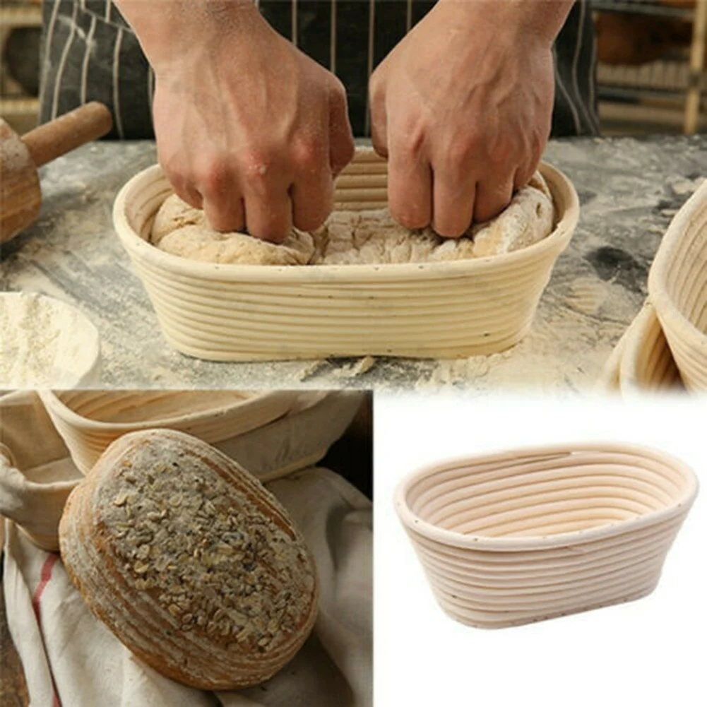 Овальная корзина для расстойки хлеба из ротанга для теста Banneton Baguette Brotform Tools-17x12x6 см