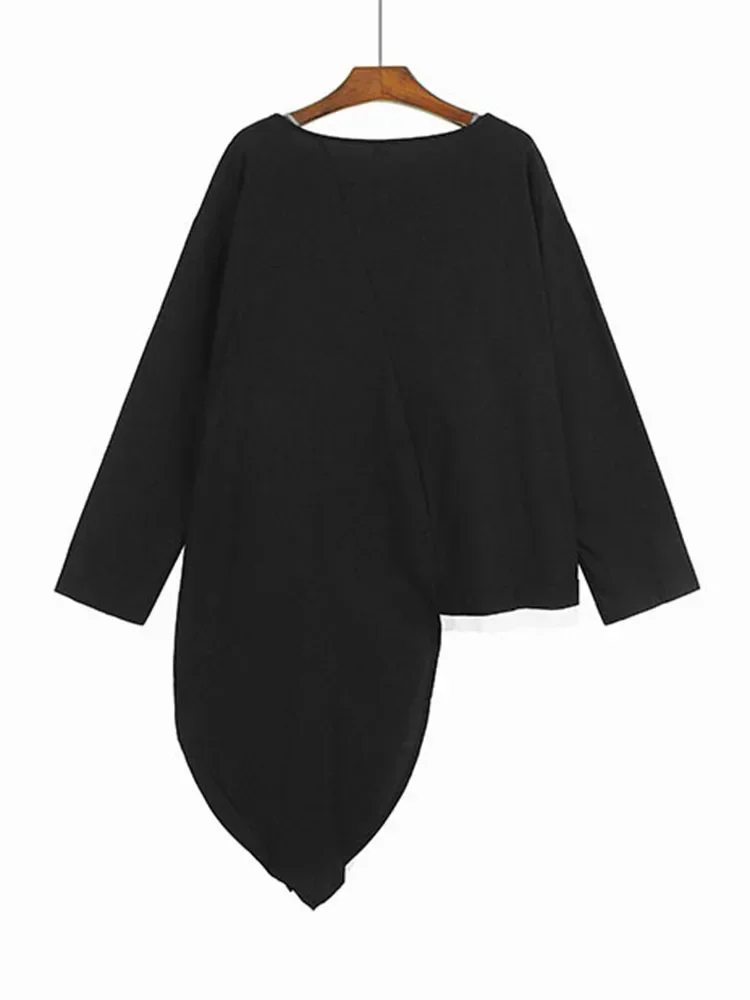 XITAO, Асимметричные женские футболки, Индивидуальность, нерегулярный контрастный цвет, Лоскутное шитье, Осенняя простота, тренд 2023 DMJ2275