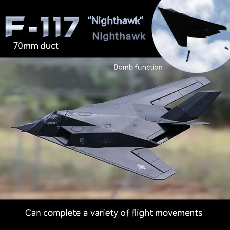 70-мм Водопропускная Труба F117 Nighthawk С Фиксированным Крылом Из Пенопласта Стелс-Истребитель Модель Электрического Игрушечного Самолета С Дистанционным Управлением