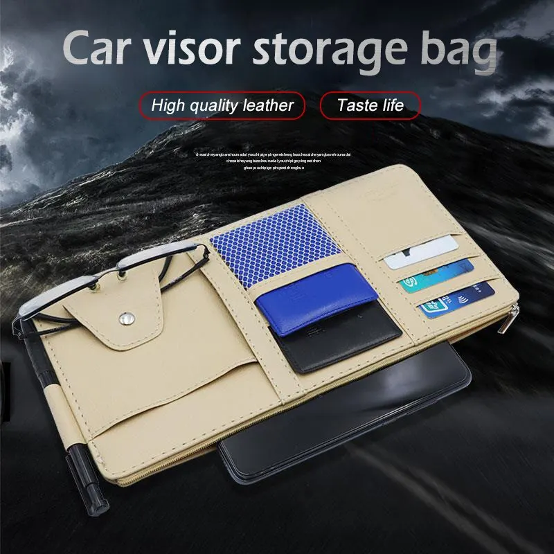 Многофункциональная деловая кожаная сумка для хранения автомобиля, солнцезащитный козырек для аксессуаров 4x4 Volkswagen Jaguar Xf Kia Stinger Prada