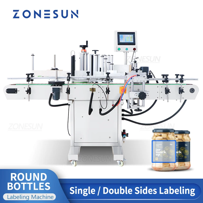 Автоматическая Этикетировочная Машина для нанесения этикеток ZONESUN Для упаковки Круглых Стеклянных Пластиковых бутылок Laebls Jar Vial Production ZS-TB260S
