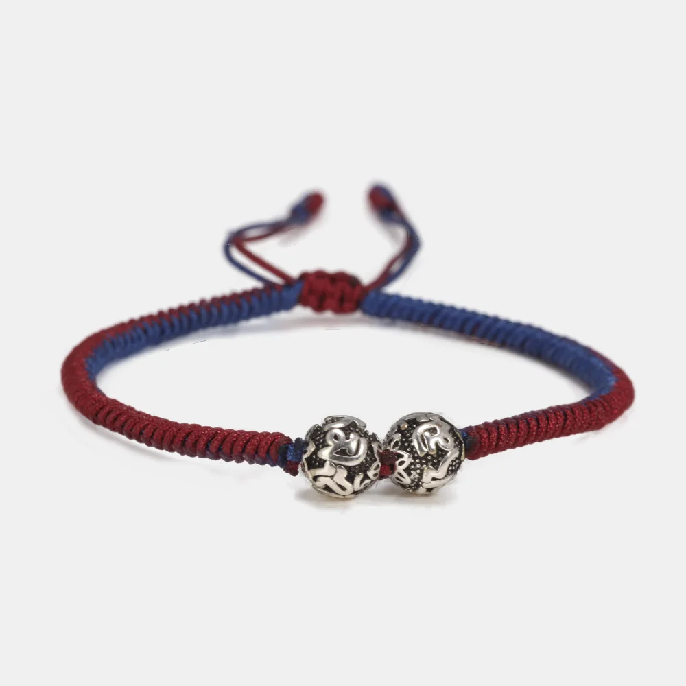 Плетеный вручную счастливый браслет из шести слов с бисером, Женские Мужские круглые бусины, религиозный браслет
