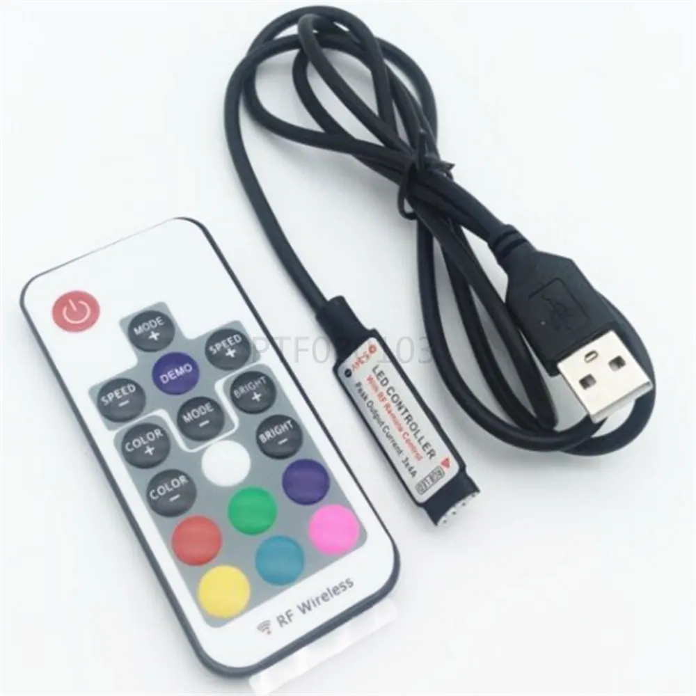 3шт DC5-24V USB RGB LED Контроллер с мини-17 клавишами RF Беспроводного пульта дистанционного управления для светодиодной ленты USB RGB