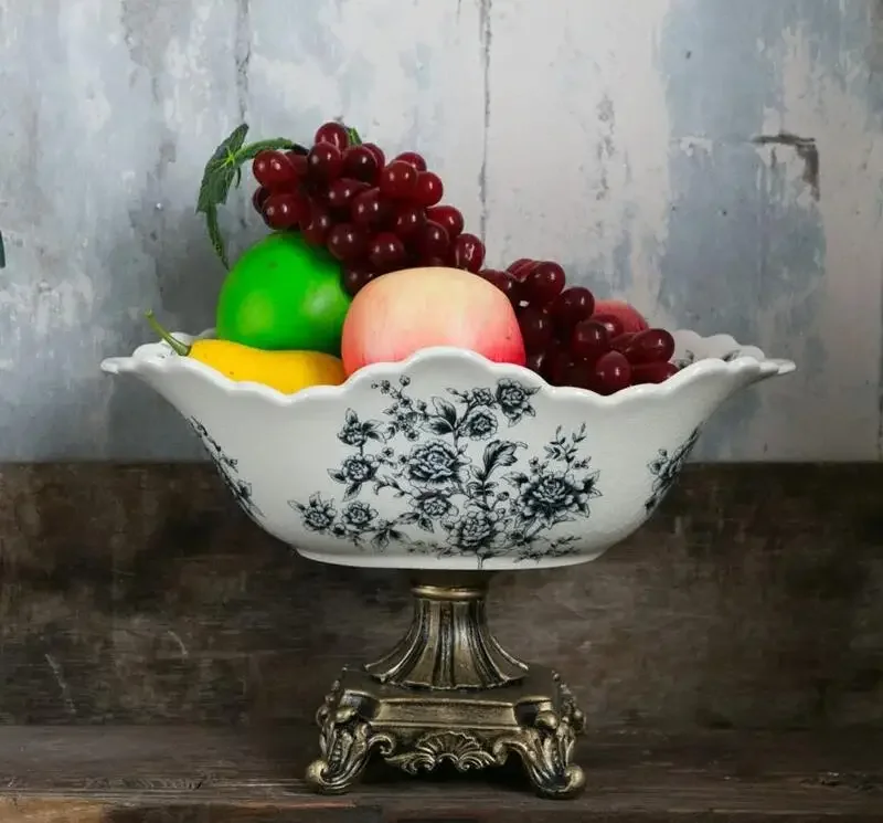 Креативная домашняя тарелка для фруктов на высоких ножках, стол для гостиной, тарелка для закусок, конфет, Лоток для хранения сухофруктов, Американская керамическая посуда