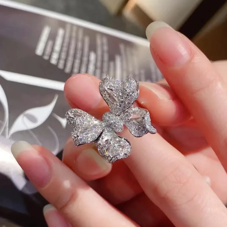 Подлинное кольцо из стерлингового серебра 925 пробы с бриллиантом в 2 карата для женщин, Обручальные кольца, ювелирные изделия из серебра 925 пробы с бриллиантом Anel для женщин